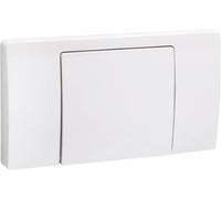 Panneau defrontal pour éléments de toilette, avec bouton de démarrage/arrêt et large ouverture de visualisation, de couleur blanche