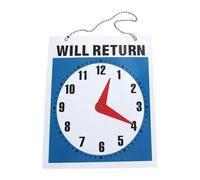 Panneau d'horloge « Will Return », décoration de porte double face, mini affichage de bienvenue d'affaires, panneau à suspendre en acrylique, décoration de magasin, bureau, magasin, restaurant