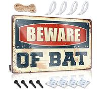 Panneau d'horreur en métal sud-ouest - Décoration murale en métal : vampire à suspendre pour intérieur et extérieur - Plaque murale rustique en métal durable pour garage atelier | Beware Of Bat