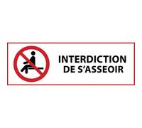 Panneau d'interdiction - Interdiction de s'asseoir - P018 PVC 2 mm 450 x 150 mm