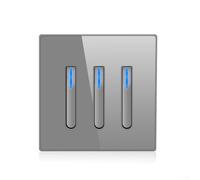 Panneau d'interrupteur mural avec indicateur LED économe en énergie, capacité de réinitialisation automatique, charge 10 A 250 V, cadre en polycarbonate et verre (3 interrupteurs 2 voies)