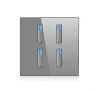Panneau d'interrupteur mural avec indicateur LED économe en énergie, capacité de réinitialisation automatique, charge 10 A 250 V, cadre en polycarbonate et verre (4 interrupteurs 2 voies)