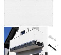 Panneau d'isolation thermique extérieur léger et durable avec œillets, cordes et lacets, pour balcon et jardin, 80 x 340 cm, blanc