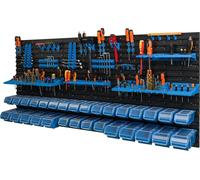 Panneau d'outils 173 x 78 cm avec 30 pièces. Boîte avec Couvercle Suspension Bleu Boîtes Plastique XL