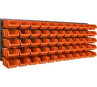 Panneau d'outils mural 115 x 39 cm avec 55 pcs. Boîte de suspension Orange Boîtes en plastique