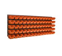 Panneau d'outils mural 115 x 39 cm avec 70 pcs. Boîte de suspension Orange Boîtes en plastique