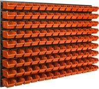 Panneau d'outils mural 115 x 78 cm avec 126 pcs. Boîte de suspension Orange Boîtes en plastique