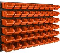 Panneau d'outils mural 115 x 78 cm avec 54 pcs. Boîte de suspension Orange Boîtes en plastique