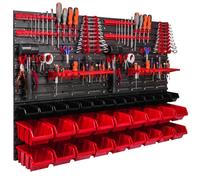 Panneau d'outils mural 115x78 cm avec 32 pcs. Boîtes de suspension avec jeu de supports en plastique