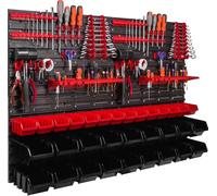 Panneau d'outils mural 115x78 cm avec 32 pcs. Boîtes de suspension avec jeu de supports en plastique