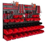 Panneau d'outils mural 115x78 cm avec 44 pcs. Boîtes de suspension avec jeu de supports en plastique