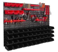 Panneau d'outils mural 115x78 cm avec 51 pcs. Boîtes de suspension avec jeu de supports en plastique