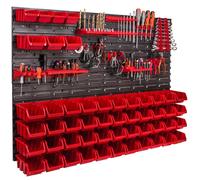 Panneau d'outils mural 115x78 cm avec 51 pcs. Boîtes de suspension avec jeu de supports en plastique