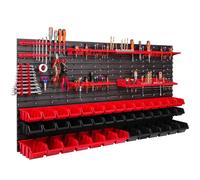 Panneau d'outils mural 156 x 78 cm avec 43 pcs. Boîtes de suspension avec jeu de supports en plastique