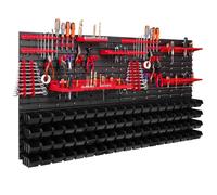 Panneau d'outils mural 156 x 78 cm avec 76 pcs. Boîtes de suspension avec jeu de supports en plastique