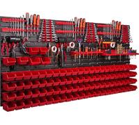 Panneau d'outils mural 172x78 cm avec 94 pcs. Boîtes de suspension avec jeu de supports en plastique