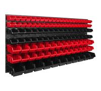 Panneau d'outils mural 173,4 x 78 cm avec 117 pcs. Boîtes suspendues rouges et noires Boîtes empilables