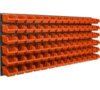 Panneau d'outils mural 175 x 78 cm avec 84 pcs. Boîte de suspension Orange Boîtes en plastique