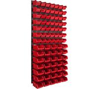 Panneau d'outils mural 57,6 x 117 cm avec 81 pcs. Boîtes suspendues rouges et noires Boîtes empilables