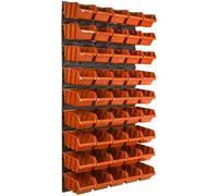 Panneau d'outils mural 58 x 117 cm avec 45 pcs. Boîte de suspension Orange Boîtes en plastique
