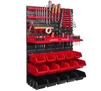 Panneau d'outils mural 58x78 cm avec 15 pcs. Boîtes de suspension avec jeu de supports en plastique