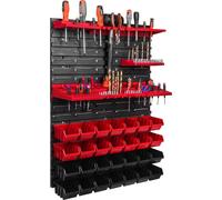 Panneau d'outils mural 58x78 cm avec 28 pcs. Boîtes de suspension avec jeu de supports en plastique
