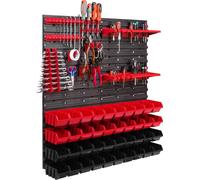 Panneau d'outils mural 78 x 78 cm avec 40 pcs. Boîtes de suspension avec jeu de supports en plastique