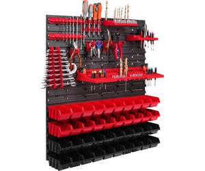 Panneau d'outils mural 78 x 78 cm avec 40 pcs. Boîtes de suspension avec jeu de supports en plastique