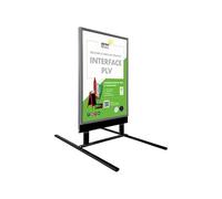 Panneau en bois gris sur ressorts avec porte affiche alu format A1 - Dimensions 110 x 63 cm