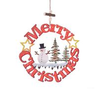 Panneau en bois pré-percé Merry Christmas de 15 cm (B) | Matériau en bois naturel, construction, couleur rouge festive, idéal pour les branches d'arbre ou le montage mural