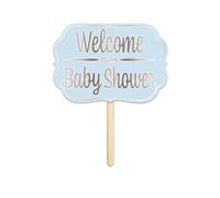Panneau en carton welcome to the baby shower bleu 25 x 36 cm - Bleu