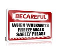 Panneau en fer blanc rustique pour cuisine patio ouvert en métal antirouille - Décoration en métal pour l'extérieur Vintage & Be Careful When Walkways Freeze Walk Safely Please/: Funny Garden Metal