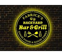 Panneau En Métal Pour Bar Et Grill Avec Lumières LED - Art Mural Pour Patio D'arrière-Cour, Jardin Et Bebarcue