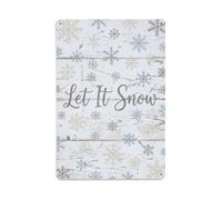 Panneau en métal rustique Let It Snow avec flocons de neige | Décoration murale vintage en métal pour café, club, jardin, 20,3 x 30,5 cm