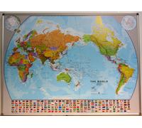 Panneau épinglable (en anglais) - Monde politique, centré sur le Pacifique - 136 x 100 cm | Maps International