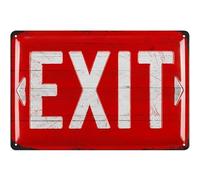 Panneau EXIT - Panneau de cinéma vintage - Pour décoration de cave de fête, pubs et bar - Panneau rétro en métal - Idée cadeau - Signe de sortie nostalgie, aspect bois - 20 x 30 cm