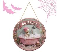 Panneau Halloween Pour Porte D'Entrée Ornement Rond Effrayant À Suspendre