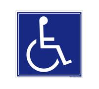 Panneau information accessibilité mobilité reduite, PMR, handicape - Aluminium - 125x125 mm - SIGNALETIQUE.BIZ - L0804