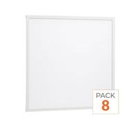 Panneau LED 36W, 60x60 cm, blanc, à intensité variable, avec détecteur de mouvement. Pack de 8. Lumière blanche froide, 6000K - 8000K. Luminosité : 110 lm/W