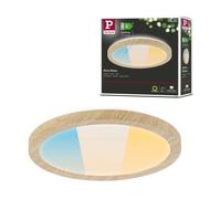 Plafonnier rond Ø190 mm 7,6W CCT - étanche IP44 - effet bois - Atria Shine PAULMANN