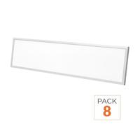 Panneau LED Backlit CCT 120x30cm 28W UGR<19 140lm/W Cadre Blanc - 3000K/4000K/6000K - Pack de 8