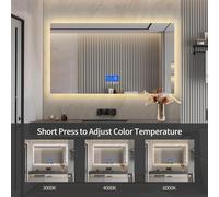 Panneau LED de 100x60 cm avec interrupteur tactile, fonction de variation de l'intensité lumineuse et horloge numérique
