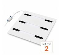 Panneau LED Grille 3 Lignes Modulaire 60x60 40W Blanc - Pack de 2 - Blanc Neutre (4000K - 5500K)