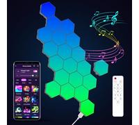 Panneau LED Hexagonal Gaming Murale Lampe - 20pcs Smart Music Sync Deco Modulaires RGB Lights App&Télécommande Contrôle Gaming Setup Hexagone Creative Appliques Murales