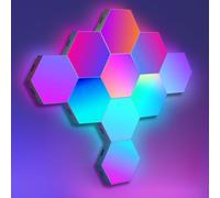 Panneau LED Mural Deco Gaming, Applique Murale LED Fonctionne avec Alexa et Google Assistant, Lampe Gaming Lumière RGBIC Contrôle Vocal et App,Éclairage LED Chambre Sync avec la Musique,10 Panneaux