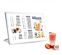 Panneau lumineux LED, boîte à lumière, cadre de menu LED, tableau de | Verre trempé et aluminium, LED basse consommation, ultra fin 10 mm, A2-A4, pour cafés et restaurants. Argenté A2