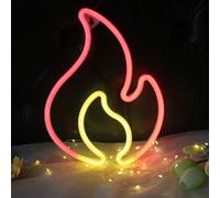 Panneau lumineux LED en forme de flamme à suspendre - Alimenté par piles USB - Décoration murale pour chambre d'enfant, garçon, fête, bar, anniversaire