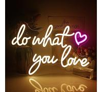 Panneau lumineux néon « Do What You Love » - Blanc chaud - Décoration murale - Lettre LED avec alimentation USB pour chambre à coucher, salon, étude