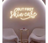 Panneau lumineux néon LED « But First Skin Care » pour maison, spa, beauté, salon de beauté, décoration murale, cadeau de jour de spa pour femme, produits de spa, centre esthétique, accessoires