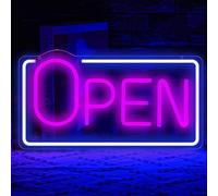 Panneau lumineux "Open" pour entreprise : Panneau néon, éclairage LED à intensité variable, LED haute luminosité alimentée par USB, 16,5 x 8,2 pouces